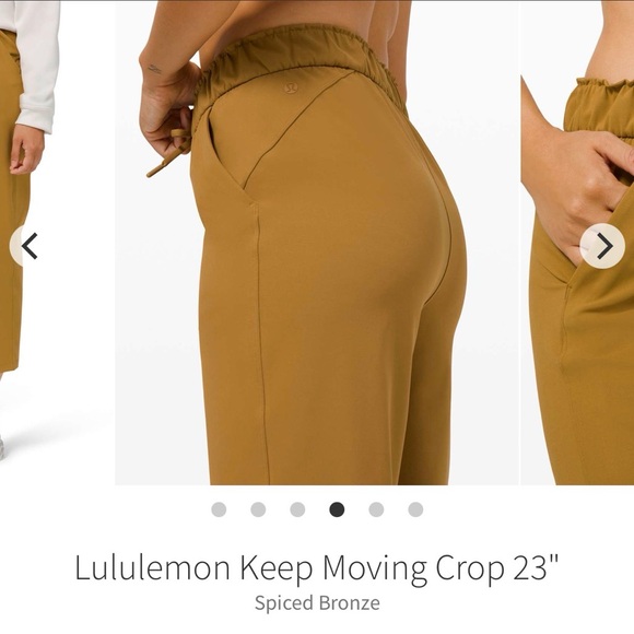 Lululemon Spiced Bronze High-Waist Cropped Pants – Elastic Waist – Size 4 - Picture 5 of 11